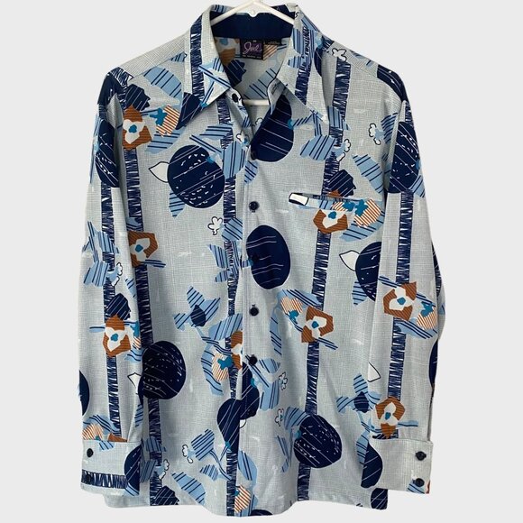 Vintage Joel California Abstract Retro Disco Button-Up Shirt Men's Medium Rare - Picture 1 of 11